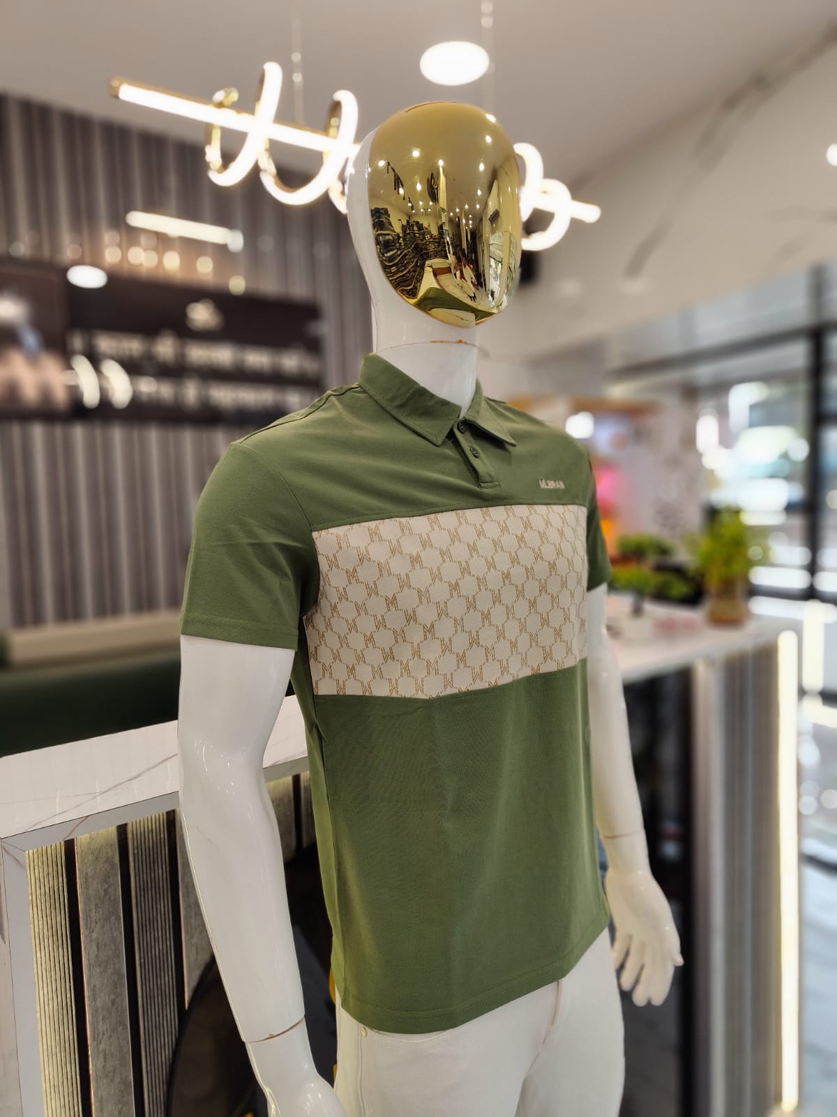 Men’s Olive Green Polo T-Shirt – "MLBRAN" Monogram Edition