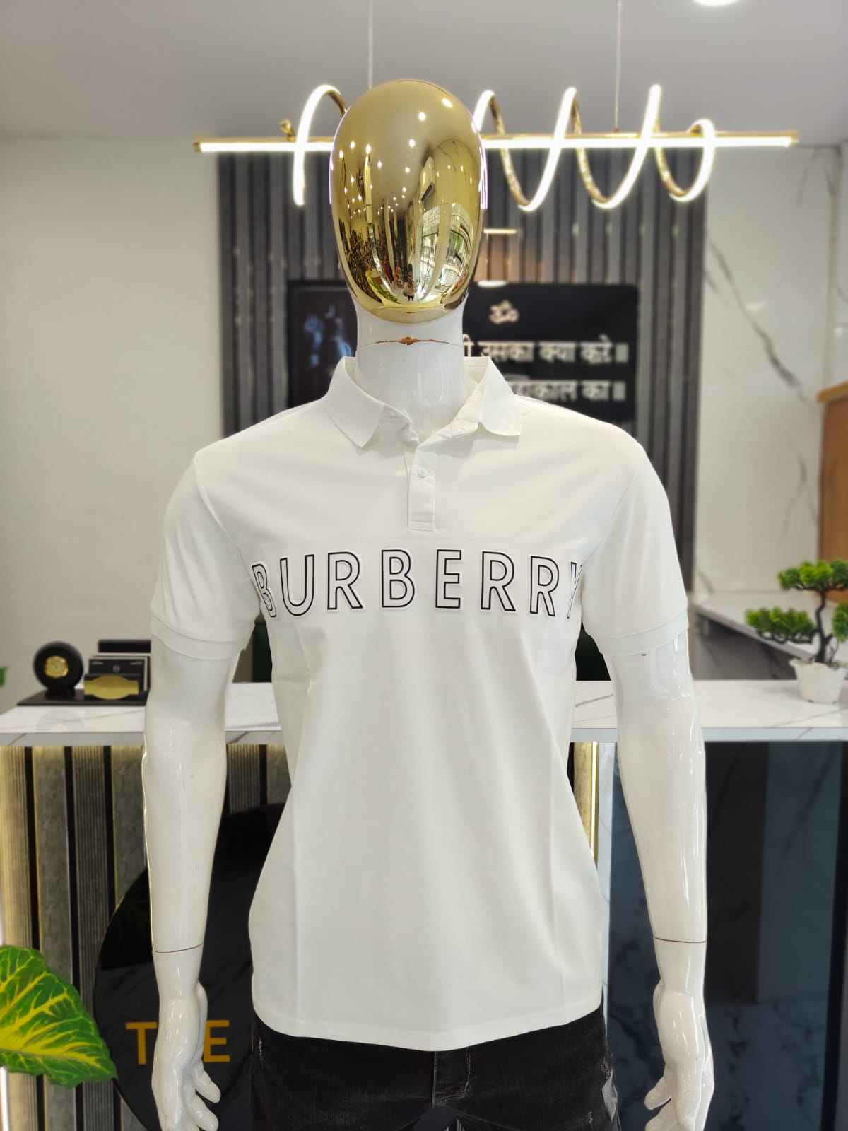 Men’s White BURBERRY-Inspired Polo T-Shirt – Premium Replica