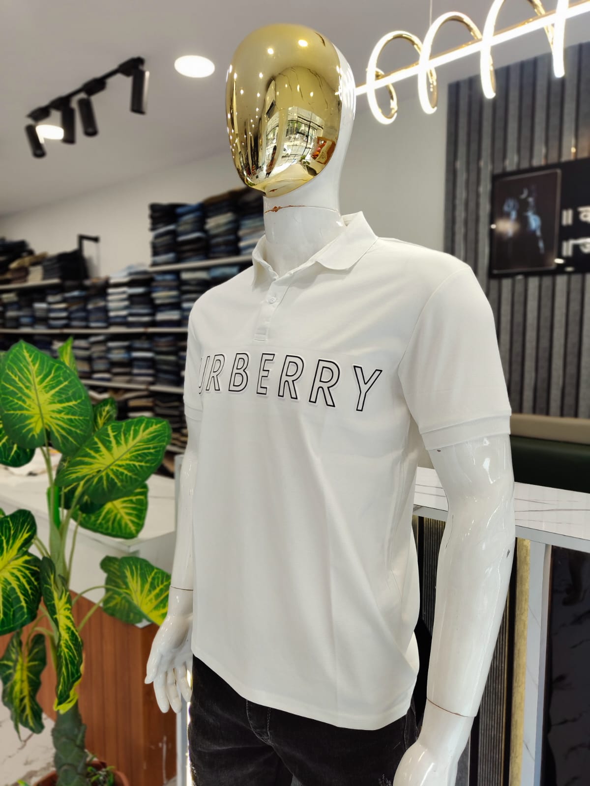 Men’s White BURBERRY-Inspired Polo T-Shirt – Premium Replica
